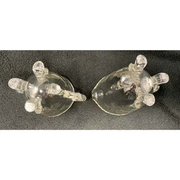 VIKING GLASS #42  Four Toed Open Sugar & Creamer SILVER CITY Springtime Overlay - Picture 10 of 10